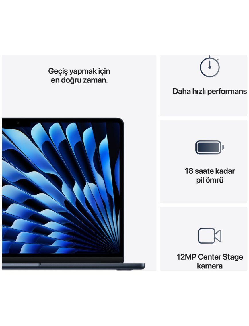 Apple MacBook Air M4 24GB 512GB SSD macOS 13" Taşınabilir Bilgisayar Gece Yarısı MC6C4TU/A