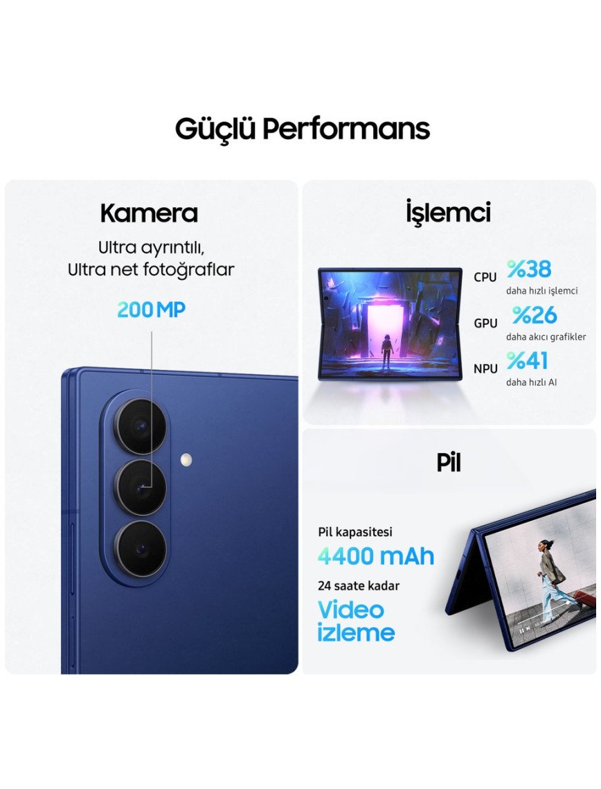 Samsung Galaxy Z Fold7 256 GB 12 GB Ram (Samsung Türkiye Garantili) Gölge Mavisi